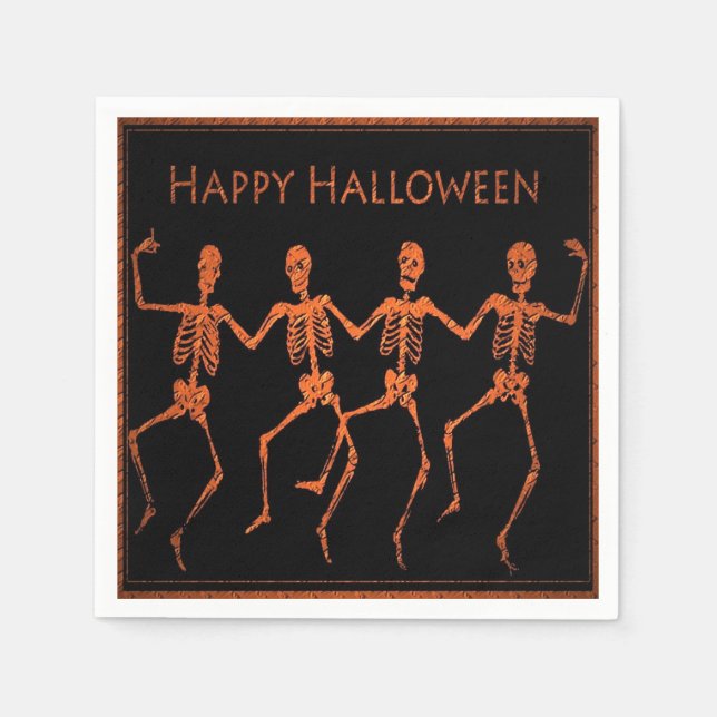 Dancing Skeletons Halloween fest Napkins Pappersservett (Framsidan)