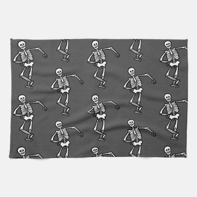 Dancing Skeletons Halloween Kökshandduk (Horisontell)