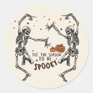 Dancing Skeletons Halloween Runt Klistermärke