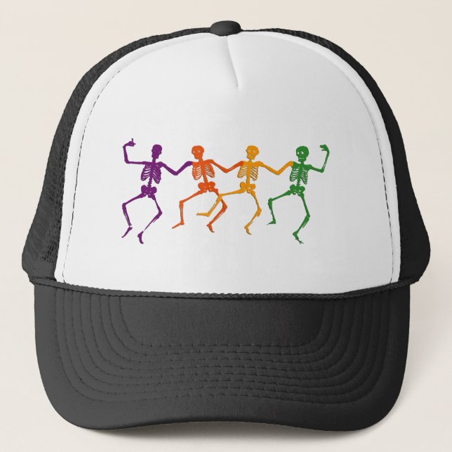 Dancing Skeletons Halloween Shirt Truckerkeps (Framsida)