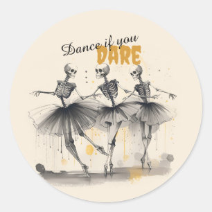 Dancing Skeletons Hallow'en Dance Stickers Runt Klistermärke