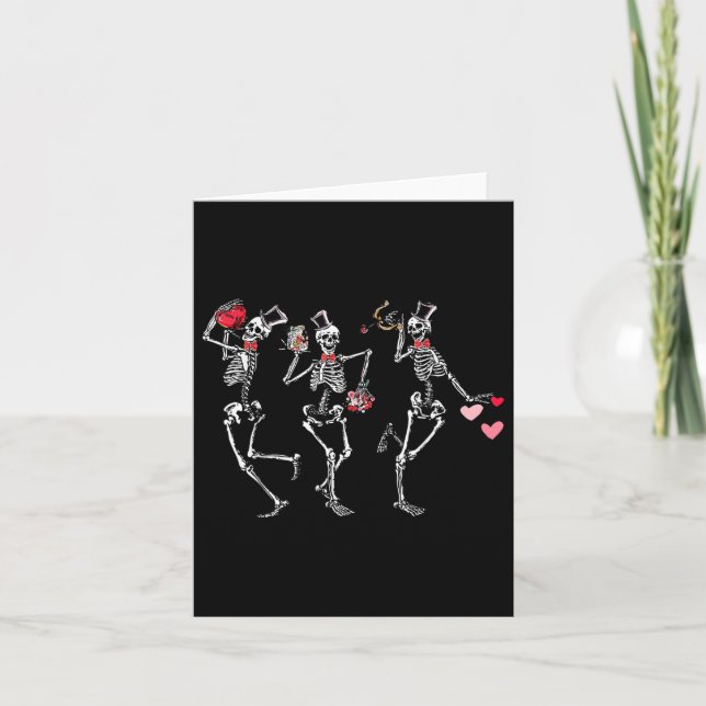 Dancing Skeletons Heart Valentines day Manar Women Kort (Framsida)