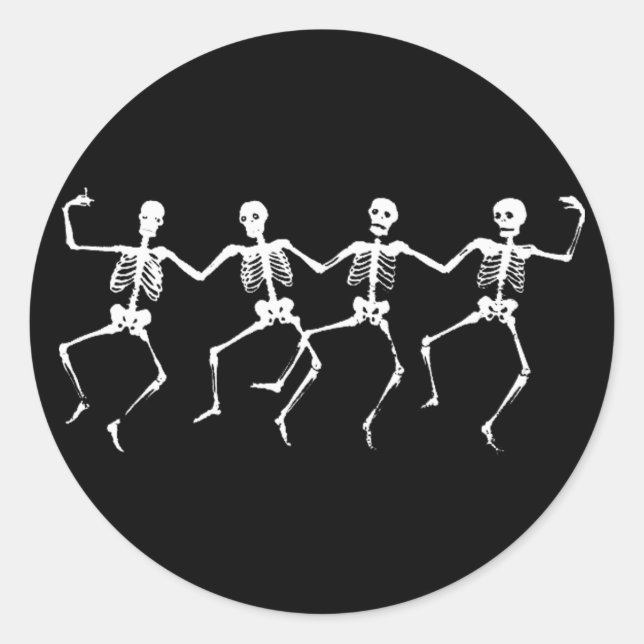 Dancing Skeletons II Runt Klistermärke (Framsida)