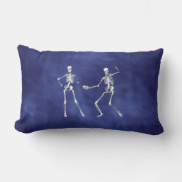 Dancing Skeletons in Lila Dimma Lumbar Pillow Lumbarkudde