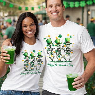 Dancing Skeletons in St. Patrick Day Spirit T Shirt