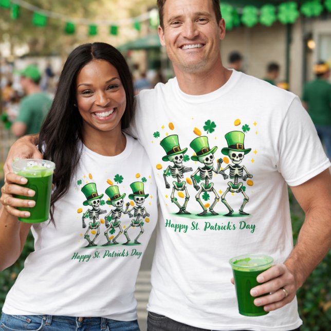 Dancing Skeletons in St. Patrick Day Spirit T Shirt (Skapare uppladdad)
