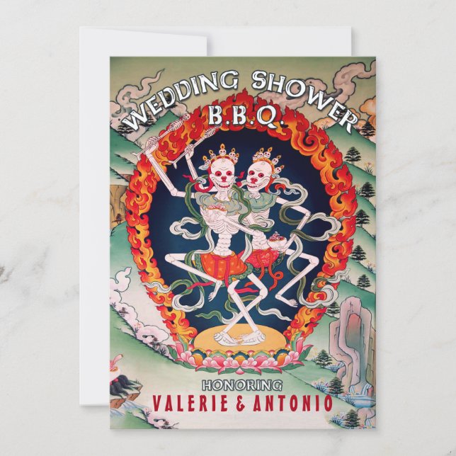 Dancing Skeletons Möhippa BBQ-inbjudningar Inbjudningar (Framsida)