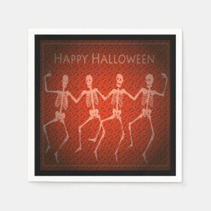 Dancing Skeletons Orange Halloween Napkins Pappersservett