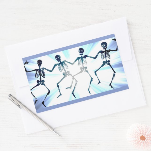 Dancing Skeletons Rektangulärt Klistermärke (Kuvert)