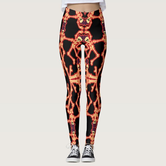 Dancing Skeletons Roligt Halloween Leggings (Framsida)