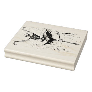 Dancing Skeletons Rubber Frimärke Stämpel