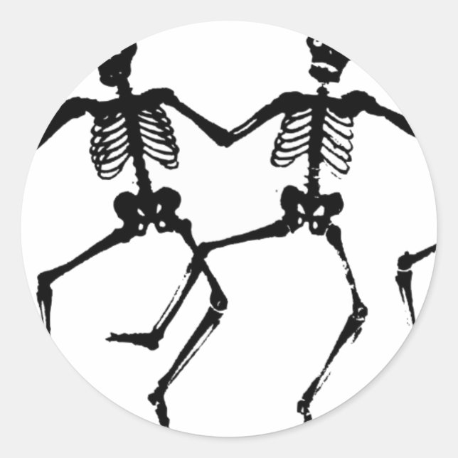 Dancing Skeletons Runt Klistermärke (Framsida)