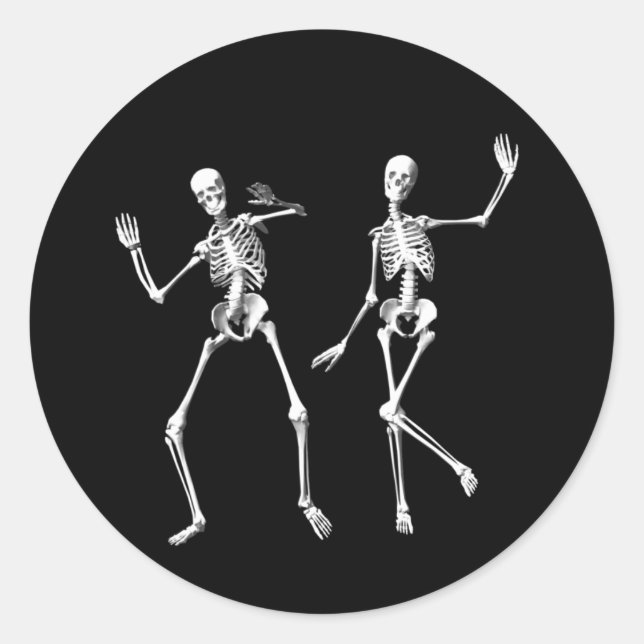 Dancing Skeletons Sticker Runt Klistermärke (Framsida)
