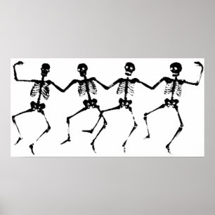 Dancing Skeletons (svartvit) Poster