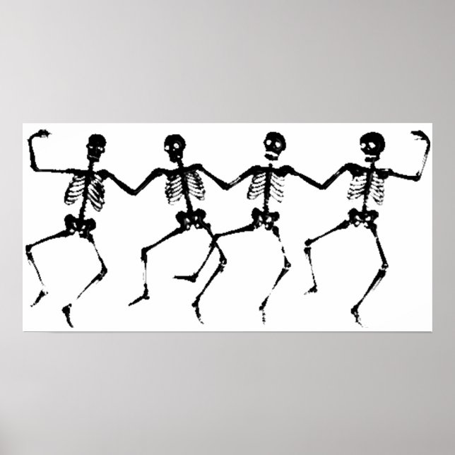 Dancing Skeletons (svartvit) Poster (Framsidan)