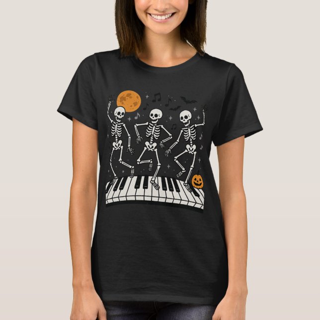 Dancing Skeletons Tangentbord | Funny Music Teache T Shirt (Framsida)
