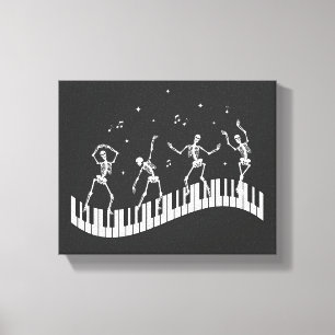 Dancing Skeletons Tangentbord Music Teacher Black Canvastryck