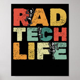 Dancing Skeletons Xray Funny Rad Tech Poster