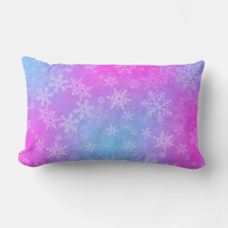 Dancing Snöflingor Rosa Blue Pillow Lumbarkudde