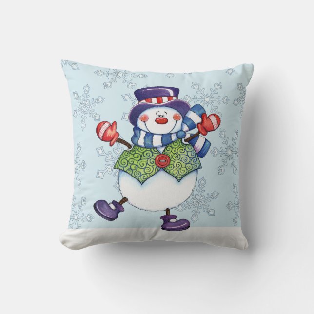 Dancing Snögubbe - Pillow Kudde (Framsida)