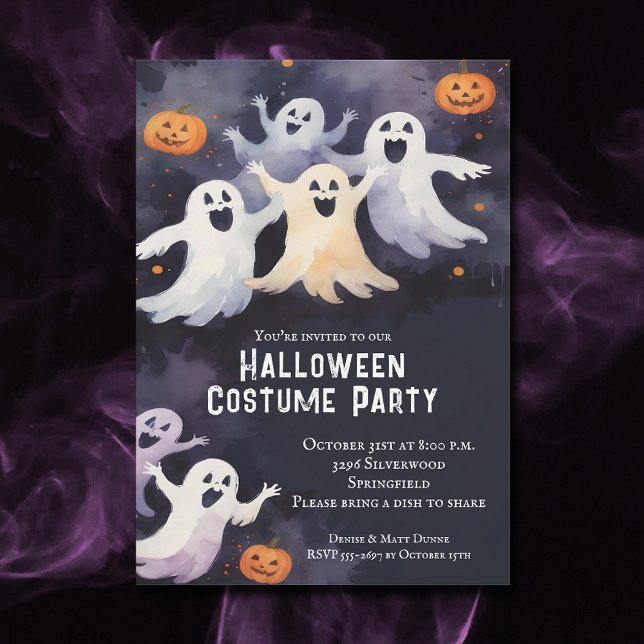 Dancing Spöken Halloween fest Inbjudningar (Dancing Ghosts Halloween Party Invitations)