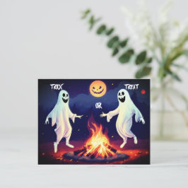 Dancing Spöken Illustration Postcard Vykort