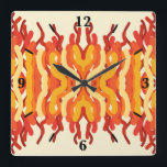 Dancing Sunburst Pop of Färg Abstrakt Art Fyrkantig Klocka<br><div class="desc">Square Wall Clock, Wall Art Art Decor and home-tillhandahållande Decor-tillbehör tryckt med Dancing Sunburst Pop Of Färg Abstrakt Art-designbild av Fabric Seal print on demand shop på Zazzle #ZazzleMade https://www.zazzle.com/store/thefabricseal 🎨 Denna sydvästliga konstnärliga stil art och färg-färgpalett, inklusive beige, kräm, guld, ochre, umber, orange, röd, indiansk röd och med grå...</div>