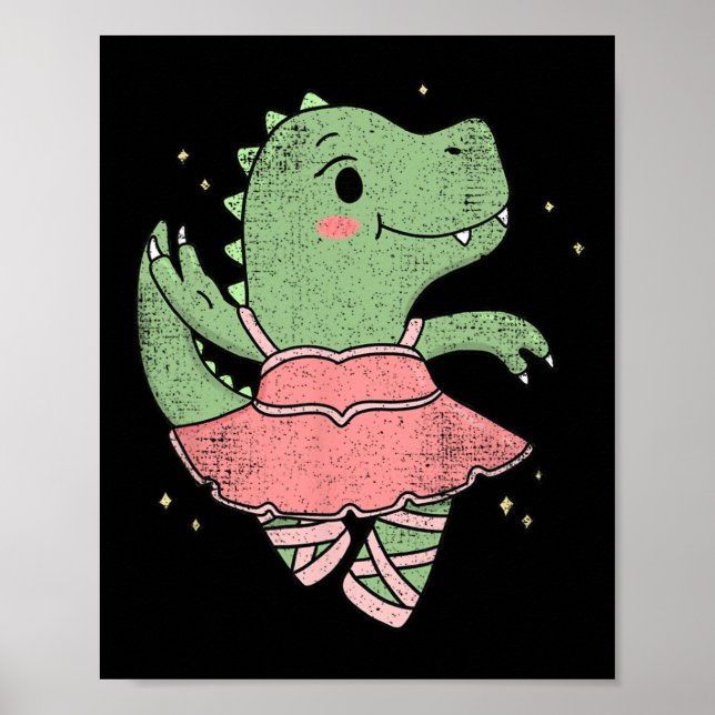 Dancing T-rex Dinosaur Llerina For Llet Dancer Vin Poster (Framsidan)