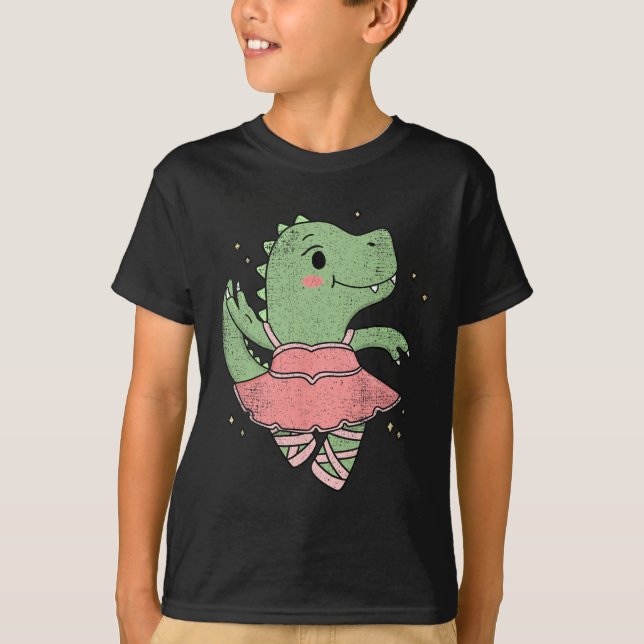 Dancing T-rex Dinosaur Llerina For Llet Dancer Vin T Shirt (Framsida)