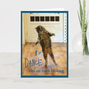 Dancing Tabby katt Birthday Tack Kort