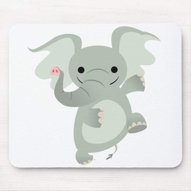 Dancing Tecknad Elephant Mousepad Musmatta (Framsidan)
