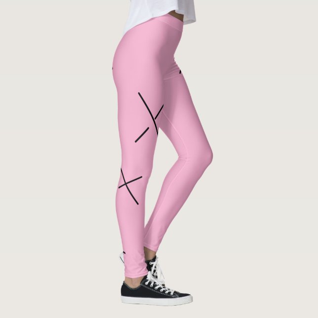 Dancing The Day Soft Black&Pink Minimal X Art Leggings (Höger)