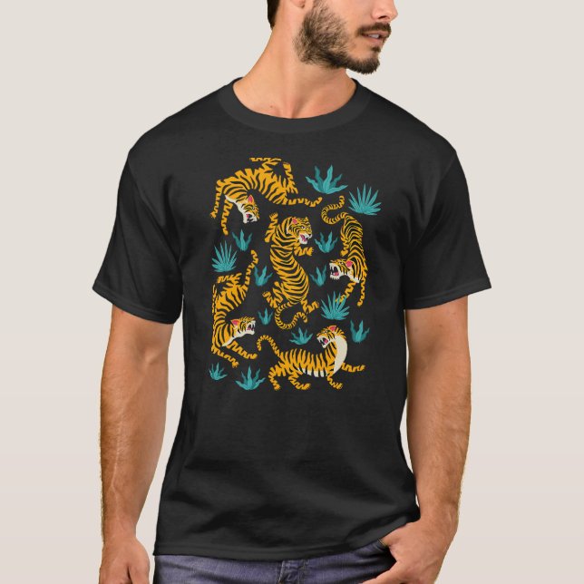 Dancing Tiger Cartoon Graphic T Shirt (Framsida)