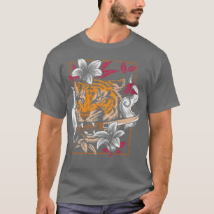 Dancing Tiger Japansk Asian Art Inspired Tecknad T Shirt