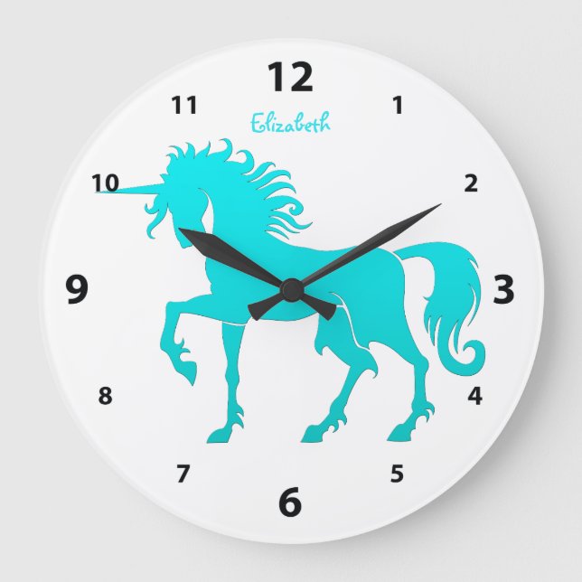 Dancing Unicorn Silhouette Clock Stor Klocka (Framsida)