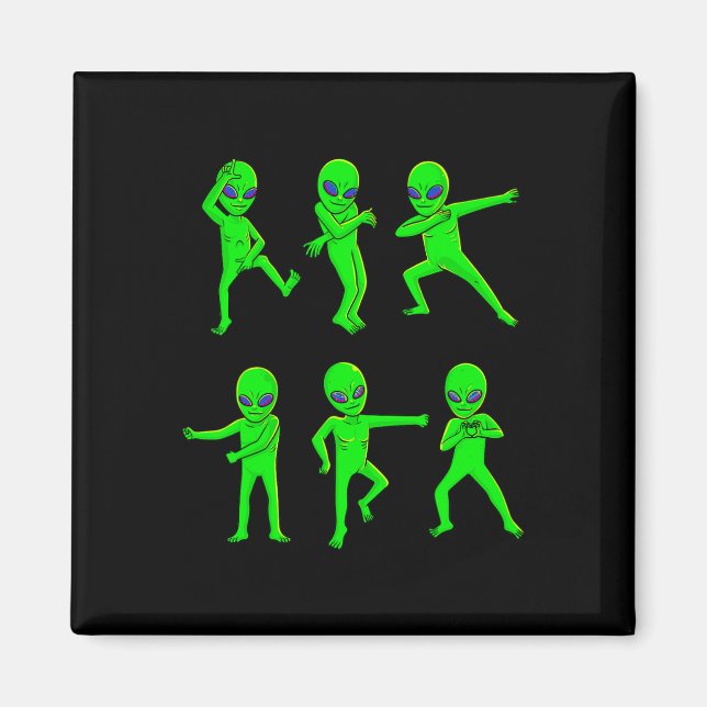 Dancing Utomjordingars Halloween Grönt Alien Dance Magnet (Framsidan)