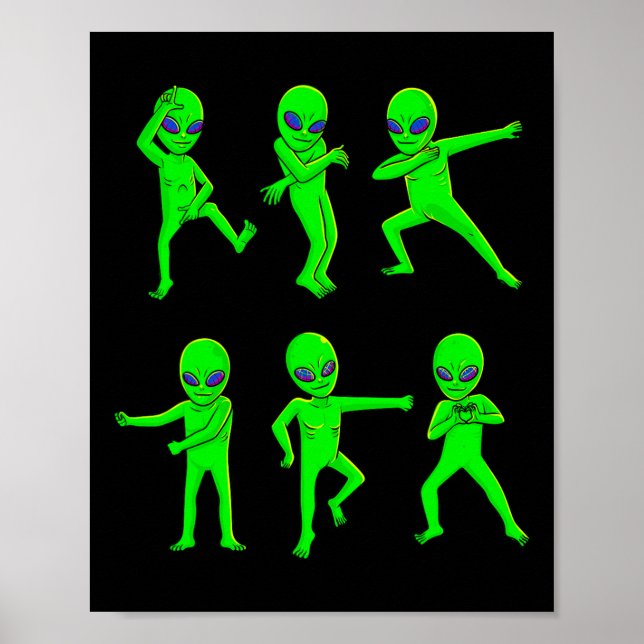 Dancing Utomjordingars Halloween Grönt Alien Dance Poster (Framsidan)