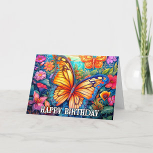 Dancing Vår Butterfly Art Grattis på födelsedagen Kort