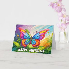 Dancing Vår Butterfly Doodle Grattis på födelsedag Kort