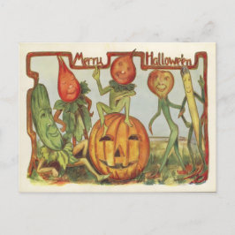 Dancing Vegetables Vintage Halloween Vykort