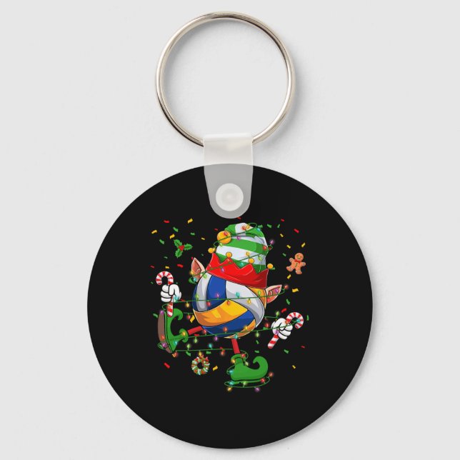 Dancing Volleyball Boll Elf Hat Scute Ss Cute Sss Nyckelring (Framsida)