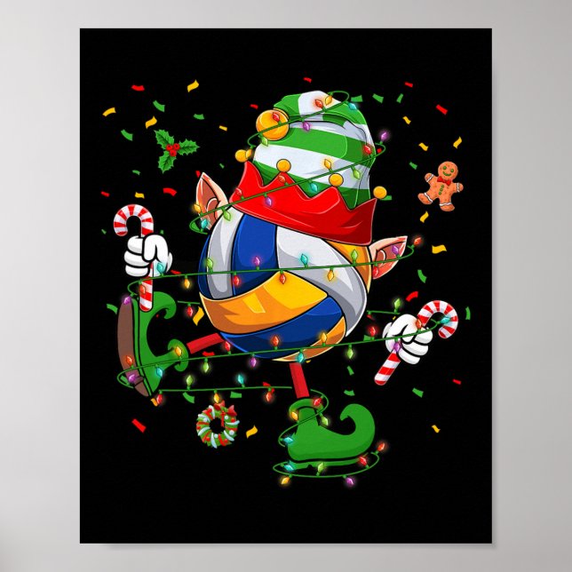 Dancing Volleyball Boll Elf Hat Scute Ss Cute Sss Poster (Framsidan)