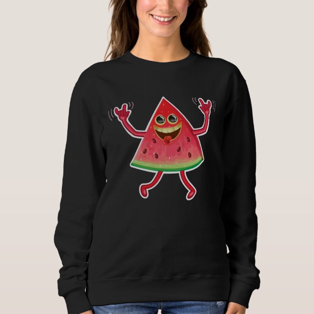 Dancing Watermelon  Cool Heart Beats For Fruits T Shirt (Framsida)
