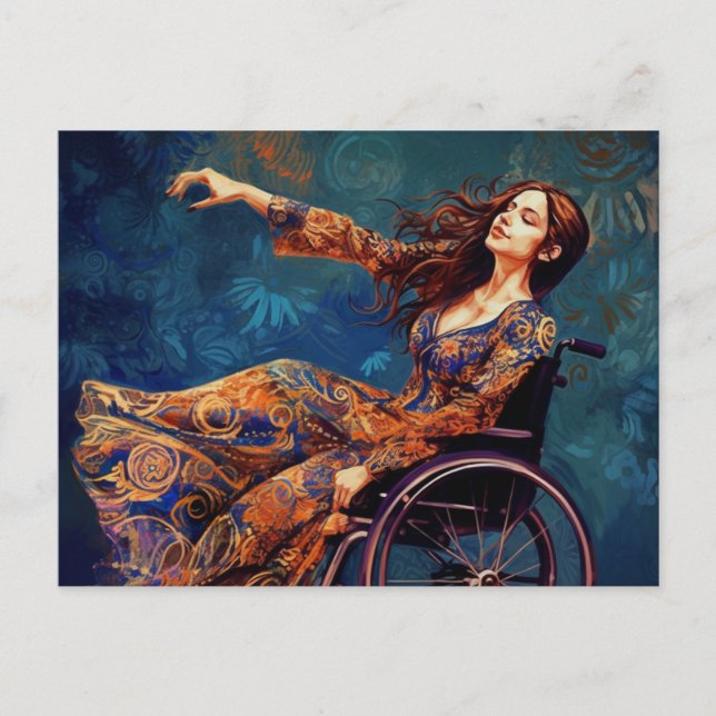 Dancing Wheelstol Woman Vykort (Framsida)