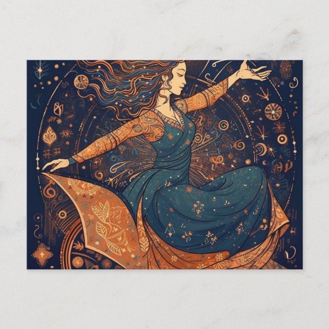 Dancing Wheelstol Woman Vykort (Framsida)