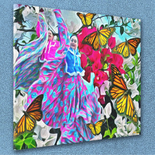 Dancing with Flowers & Butterflies PV01 Art Canvastryck