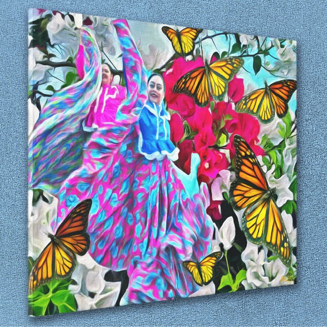Dancing with Flowers & Butterflies PV01 Art Canvastryck (Skapare uppladdad)