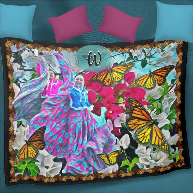 Dancing with Flowers & Butterflies PV01 Fleecefilt (Skapare uppladdad)