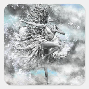 Dancing Woman Sticker Fyrkantigt Klistermärke