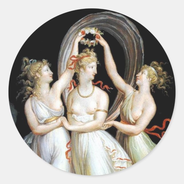 Dancing Women Sticker Runt Klistermärke (Framsida)